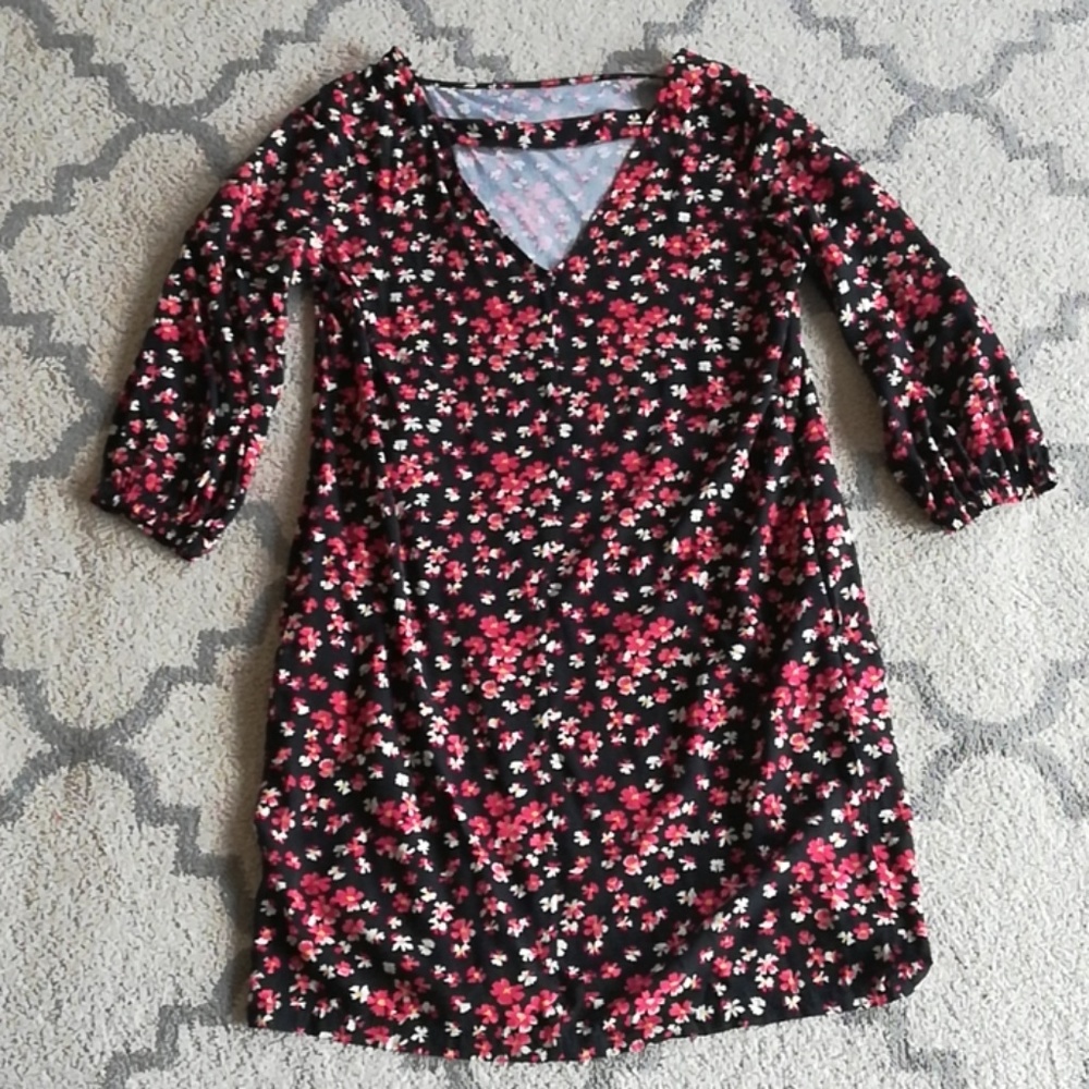 Gap Black/Red Flower Shirt Dress